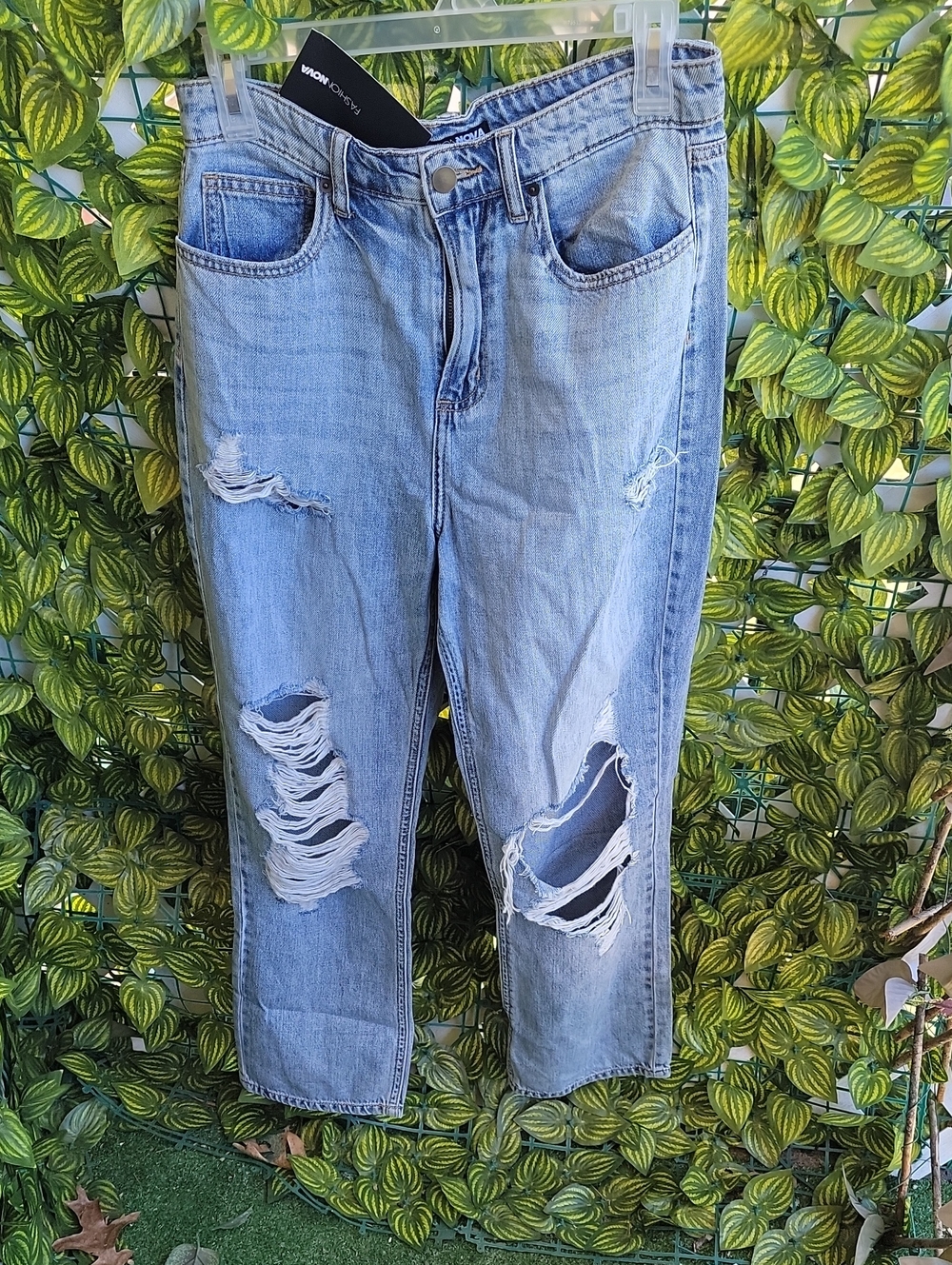 Fashion Nova Light Blue Distressed Boyfriend Jeans
